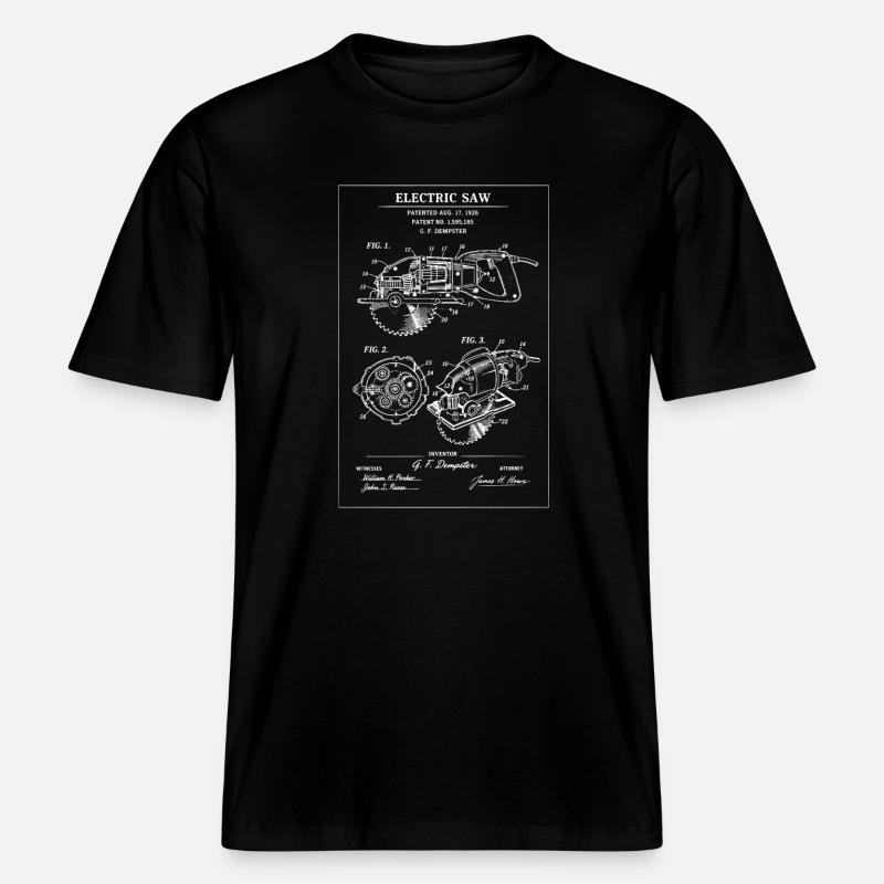 Plan de la scie électrique - T-shirt unisexe RELAXED FIT en coton bio - noir