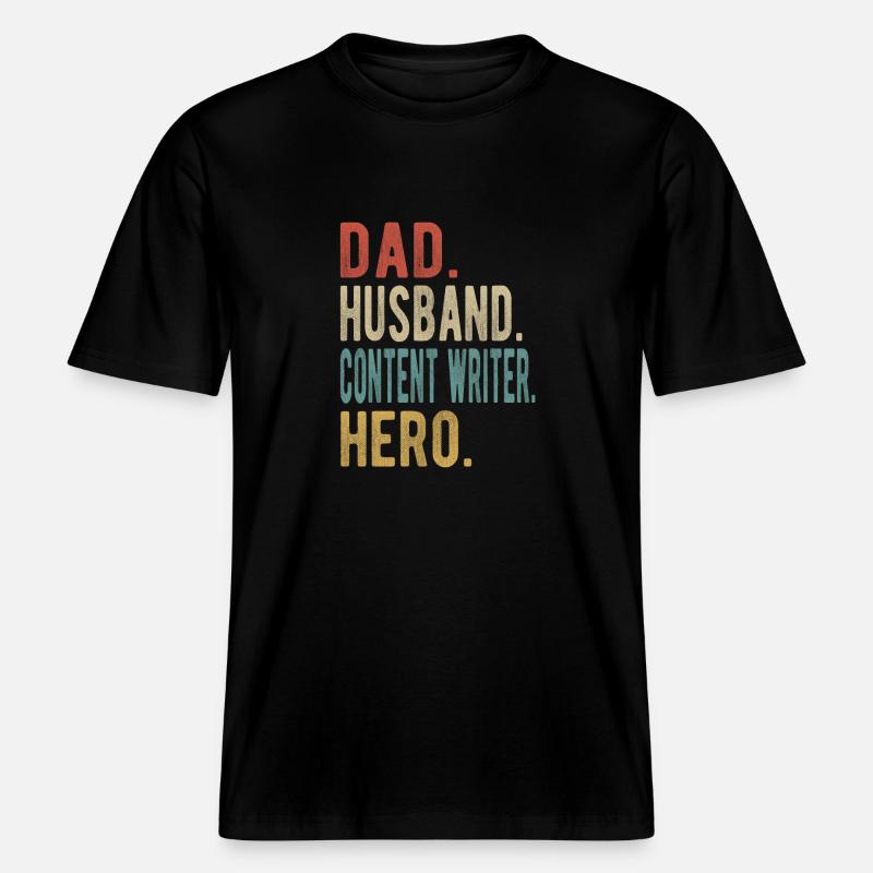 Content Writer Papa Ehemann Held -  RELAXED FIT Unisex Organic T-Shirt - Schwarz