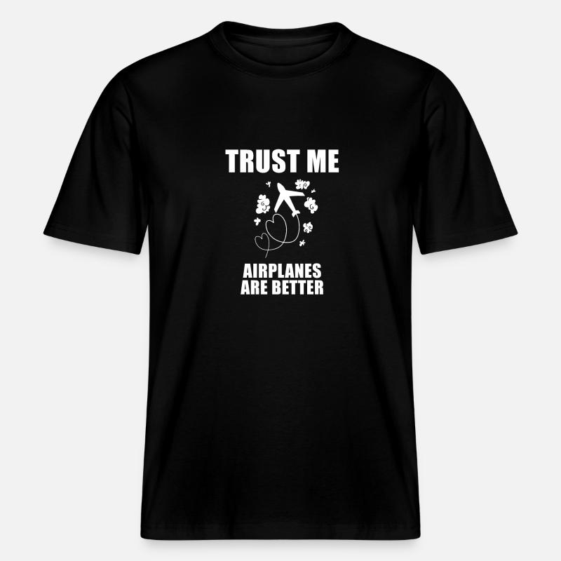 Flugzeug Pilot Spruch Geschenk -  RELAXED FIT Unisex Organic T-Shirt - Schwarz