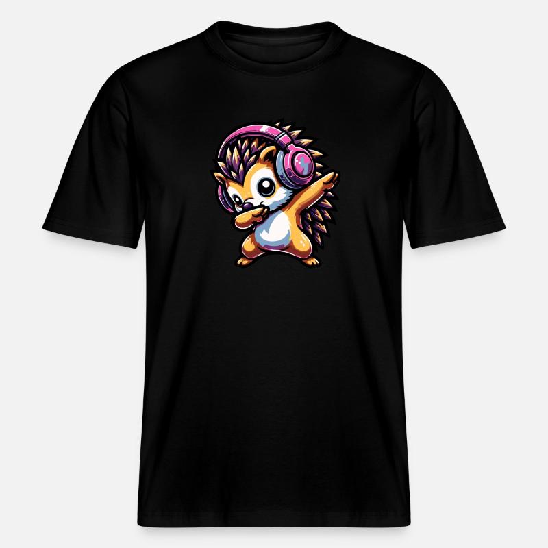 Dabbing Hedgehog -  RELAXED FIT Unisex Organic T-Shirt - black