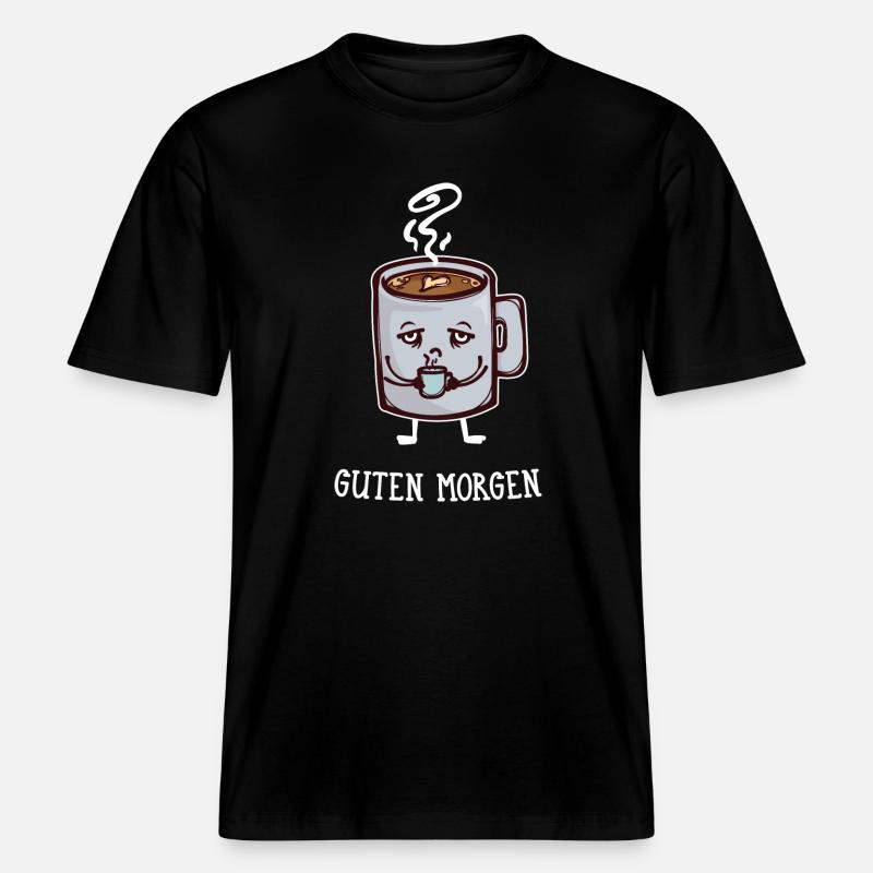 Frühstück Kaffee Koffein Statement Kaffeetrinker -  RELAXED FIT Unisex Organic T-Shirt - Schwarz