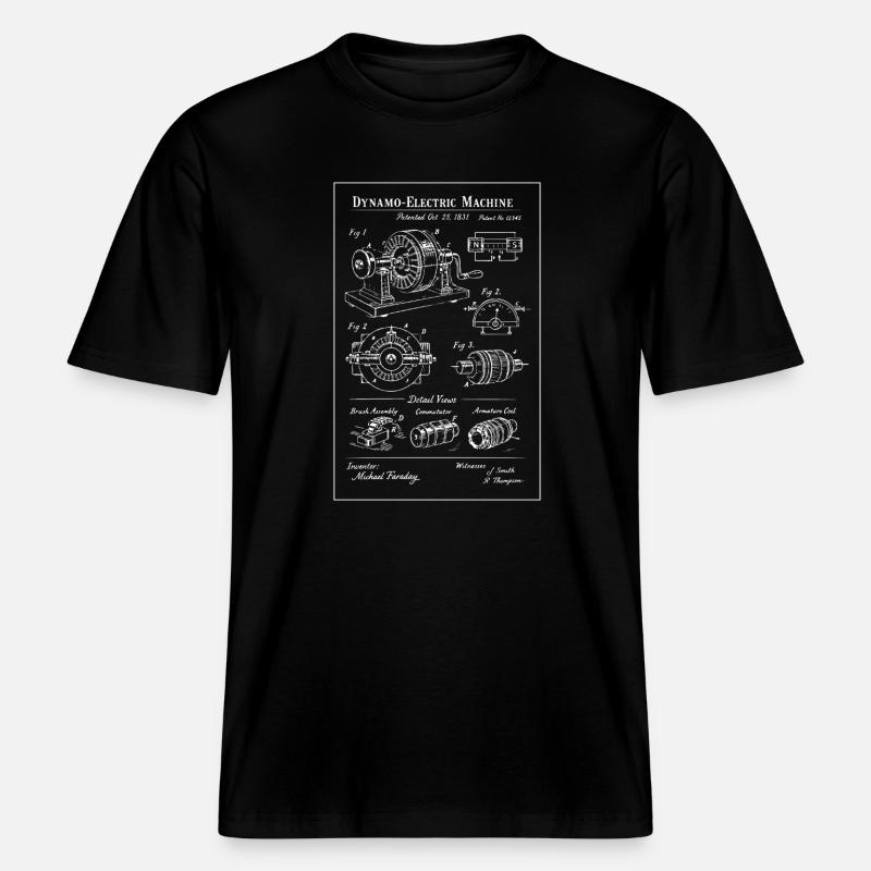 Moteur de plans de machine électrique -  T-shirt unisexe RELAXED FIT en coton bio - noir