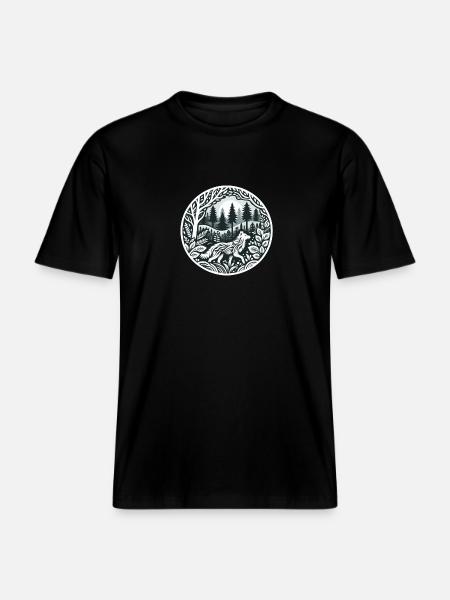 Wolf im Wald -  RELAXED FIT Unisex Organic T-Shirt - Schwarz