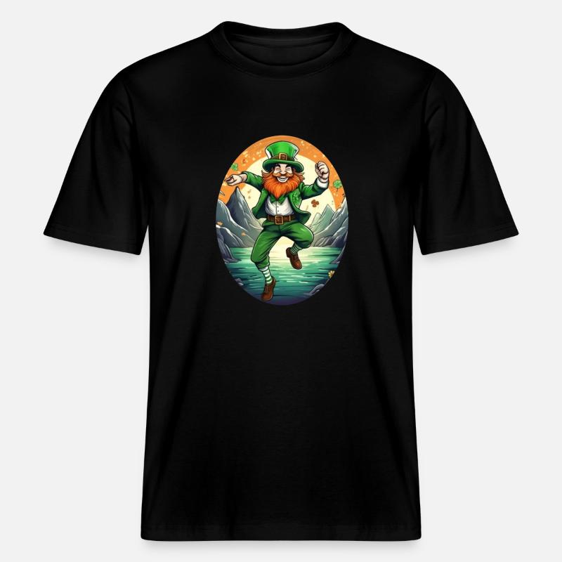 Danse trèfle de la Saint-Patrick -  T-shirt unisexe RELAXED FIT en coton bio - noir