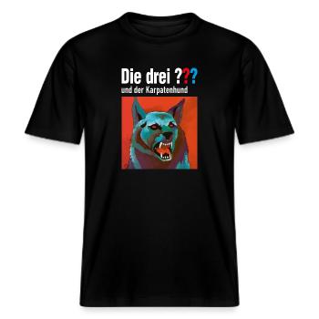Die Drei ??? und der Karpatenhund -  RELAXED FIT Unisex Organic T-Shirt - Schwarz - Vorne - Alina (178cm) & Michal (187cm)