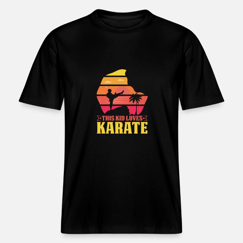 Ce gamin aime le karaté -  T-shirt unisexe RELAXED FIT en coton bio - noir