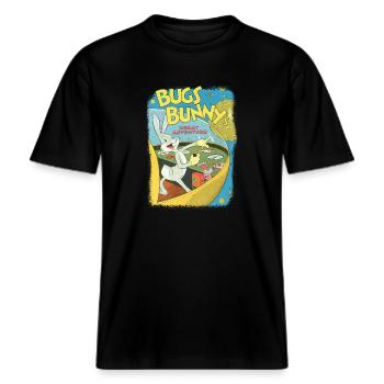 Looney Tunes Bugs Bunny Adventure Vintage -  RELAXED FIT Unisex Organic T-Shirt - black - Front - Alina (178cm) & Michal (187cm)