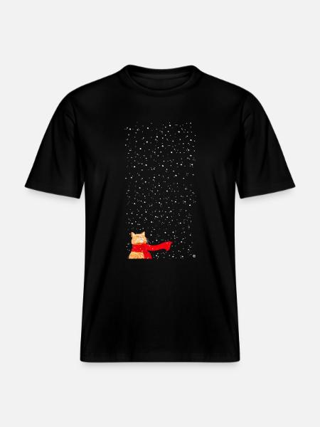 Schneekatze getigert (lang) - RELAXED FIT Unisex Organic T-Shirt - Schwarz