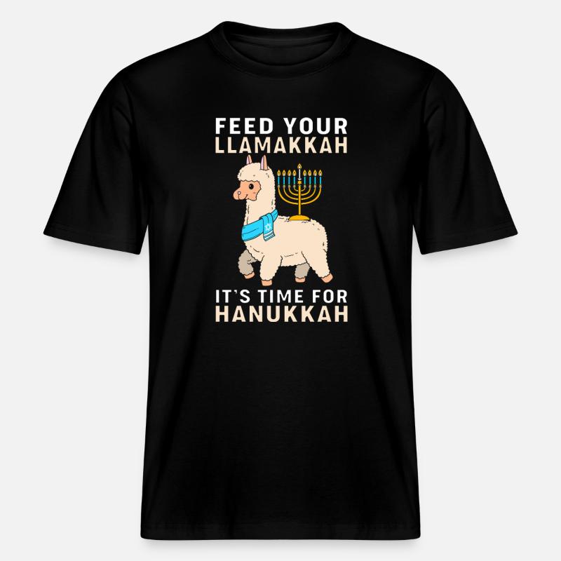 Hanoukka Hanoukka Hanoukka Lama -  T-shirt unisexe RELAXED FIT en coton bio - noir