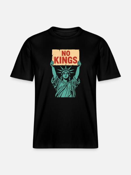 No Kings Patriotic Anti-Monarchy Liberty USA - RELAXED FIT Unisex Organic T-Shirt - black