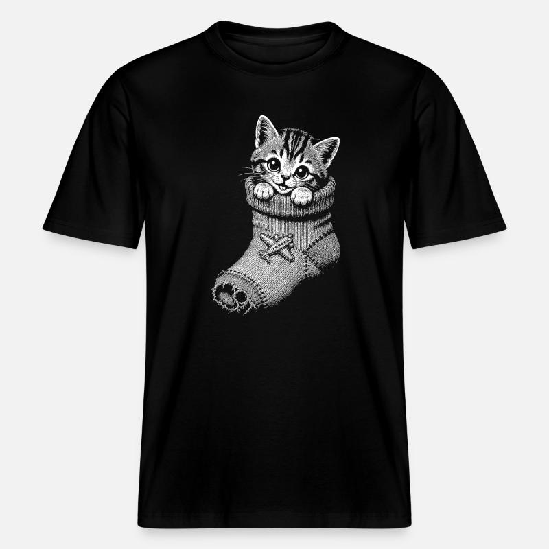 Chaton -  T-shirt unisexe RELAXED FIT en coton bio - noir