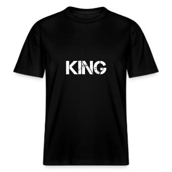 Roi -  T-shirt unisexe RELAXED FIT en coton bio - noir - Devant - Alina (178cm) & Michal (187cm)