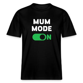 Mum Mode On -  RELAXED FIT Unisex Organic T-Shirt - black - Front - Alina (178cm) & Michal (187cm)