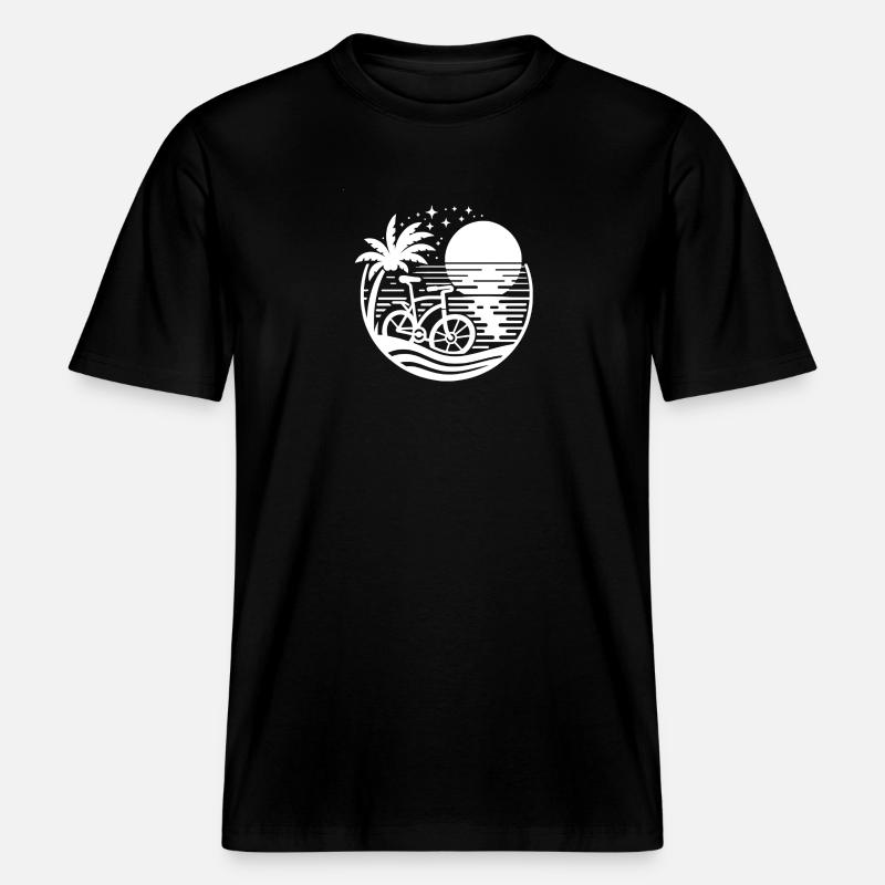 Vélo sur la plage -  T-shirt unisexe RELAXED FIT en coton bio - noir