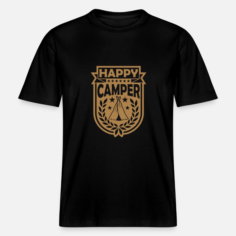 Logo de l’excursion Happy Camper -  T-shirt unisexe RELAXED FIT en coton bio - noir