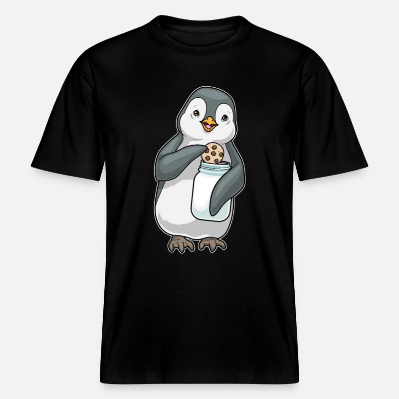 Pinguin Cookie -  RELAXED FIT Unisex Organic T-Shirt - Schwarz