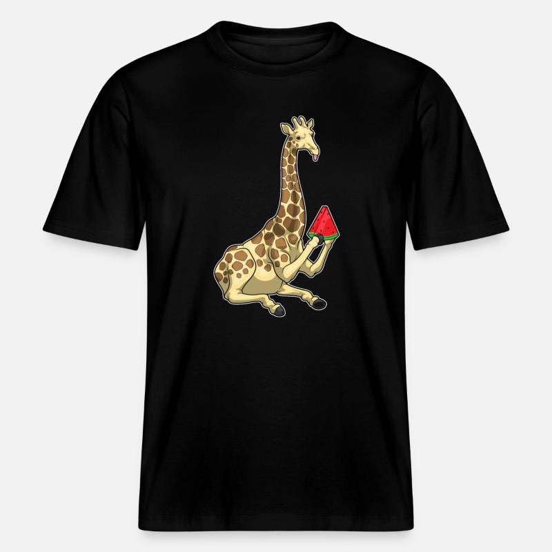 Girafe Pastèque -  T-shirt unisexe RELAXED FIT en coton bio - noir