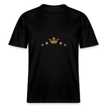 A Personnaliser / Custom / Customiser / Customize -  T-shirt unisexe RELAXED FIT en coton bio - noir - Devant - Alina (178cm) & Michal (187cm)