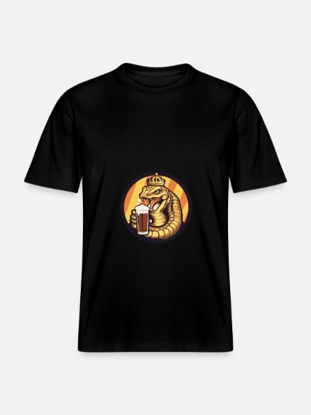 Schlange Kobra Bier -  RELAXED FIT Unisex Organic T-Shirt - Schwarz