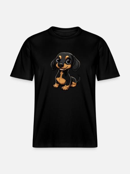 Dachshund BadgerDog Cute -  RELAXED FIT Unisex Organic T-Shirt - black