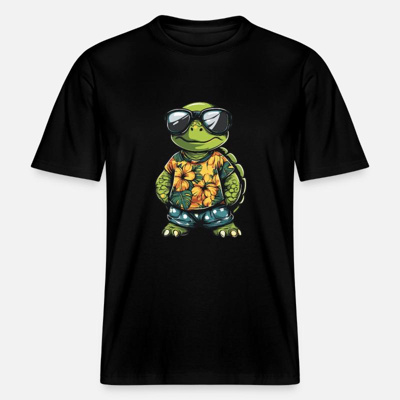 Turtle Comic Funny Summer -  RELAXED FIT Unisex Organic T-Shirt - black