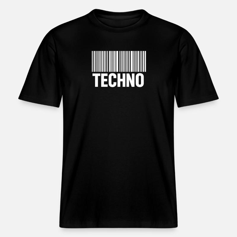 Modèle de code-barres techno -  T-shirt unisexe RELAXED FIT en coton bio - noir