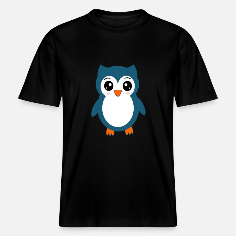 Eule blaue Eule -  RELAXED FIT Unisex Organic T-Shirt - Schwarz