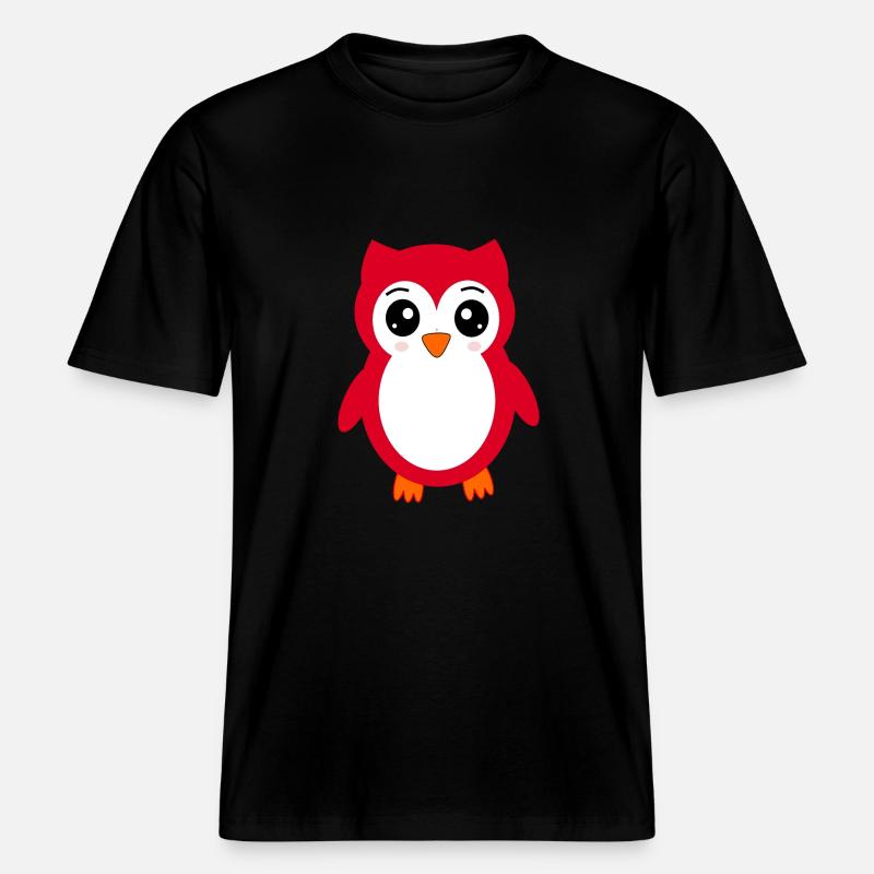 Eule rot -  RELAXED FIT Unisex Organic T-Shirt - Schwarz