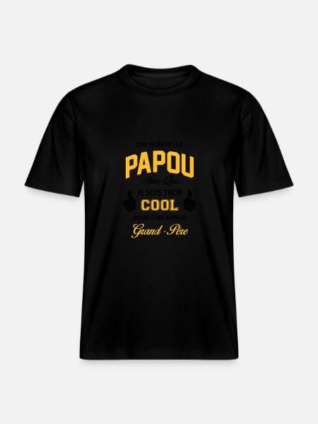 papou2 - T-shirt unisexe RELAXED FIT en coton bio - noir