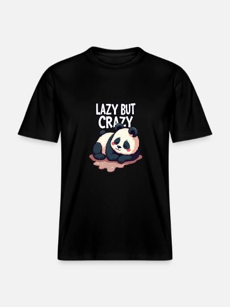 Lazy But Crazy - RELAXED FIT Unisex Organic T-Shirt - black