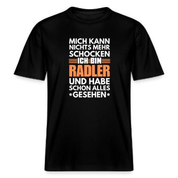 Nicht schockbarer Radler -  RELAXED FIT Unisex Organic T-Shirt - Schwarz - Vorne - Alina (178cm) & Michal (187cm)