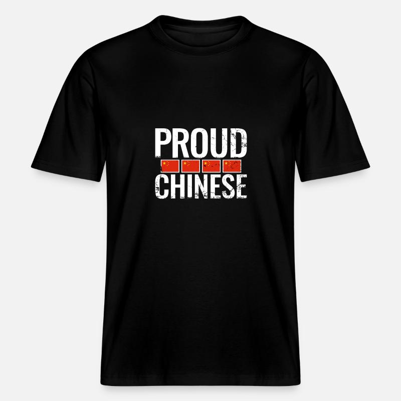 Fier drapeau chinois chinois -  T-shirt unisexe RELAXED FIT en coton bio - noir