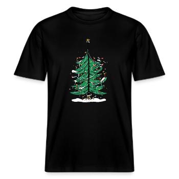 Weihnachten -  RELAXED FIT Unisex Organic T-Shirt - Schwarz - Vorne - Alina (178cm) & Michal (187cm)
