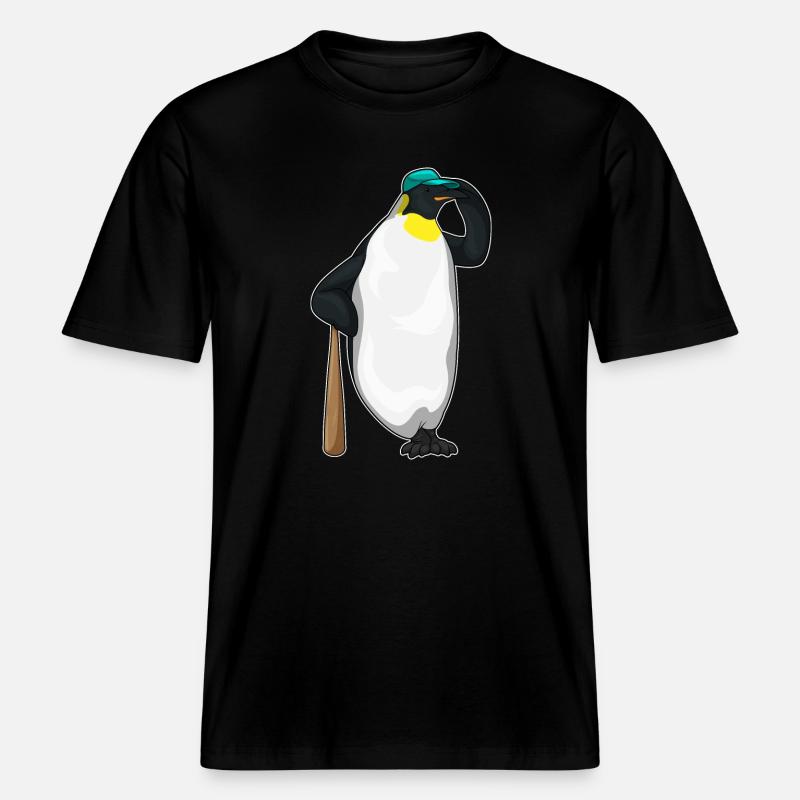 Penguin Baseball Batts - T-shirt unisexe RELAXED FIT en coton bio - noir