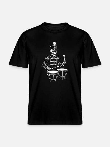 Skeleton Drummer in Parade Uniform - RELAXED FIT Unisex Organic T-Shirt - black