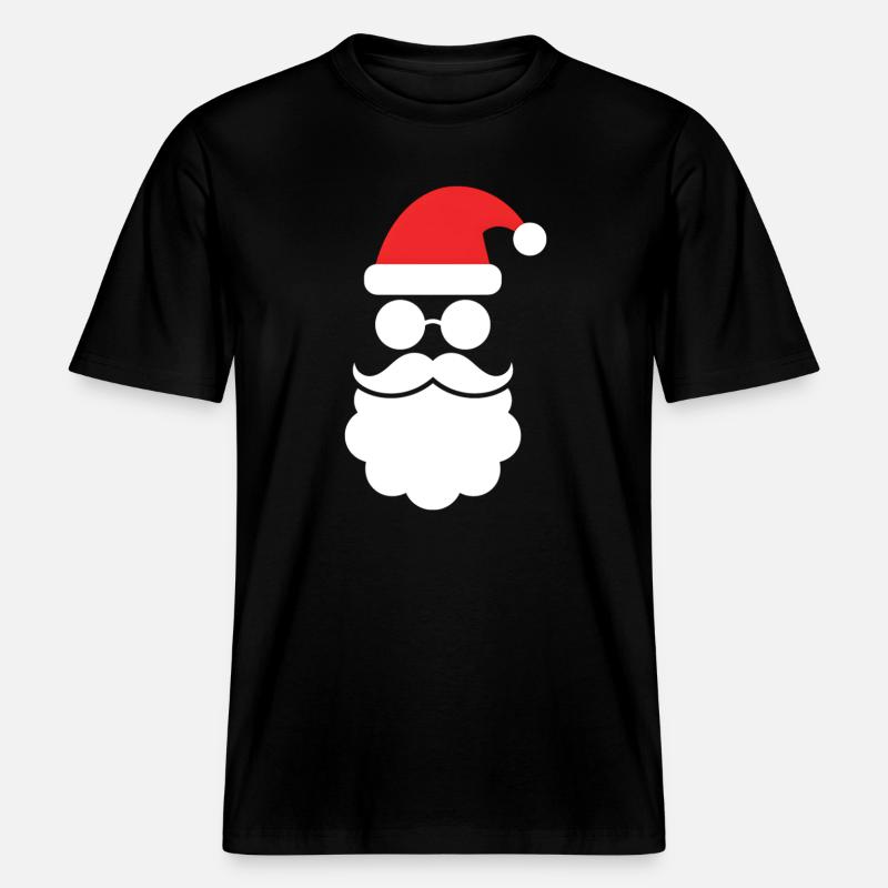 Weihnachtsmann mit Bart Minimal Kopf Design - RELAXED FIT Unisex Organic T-Shirt - Schwarz
