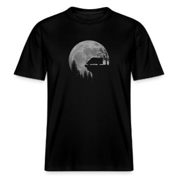 Wohnmobil, Mond -  RELAXED FIT Unisex Organic T-Shirt - Schwarz - Vorne - Alina (178cm) & Michal (187cm)
