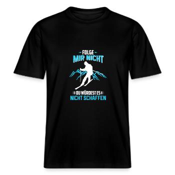 skifahren -  RELAXED FIT Unisex Organic T-Shirt - Schwarz - Vorne - Alina (178cm) & Michal (187cm)