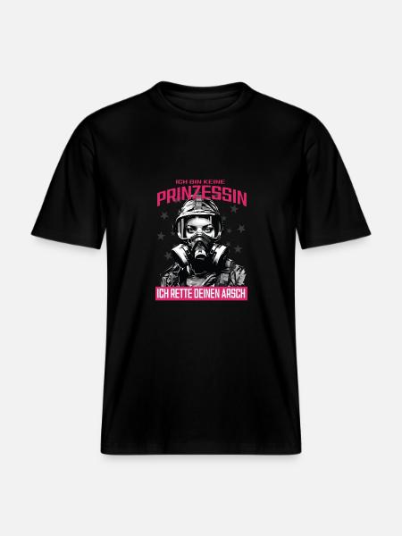 Feuerwehr Prinzessin T-Shirt - RELAXED FIT Unisex Organic T-Shirt - Schwarz