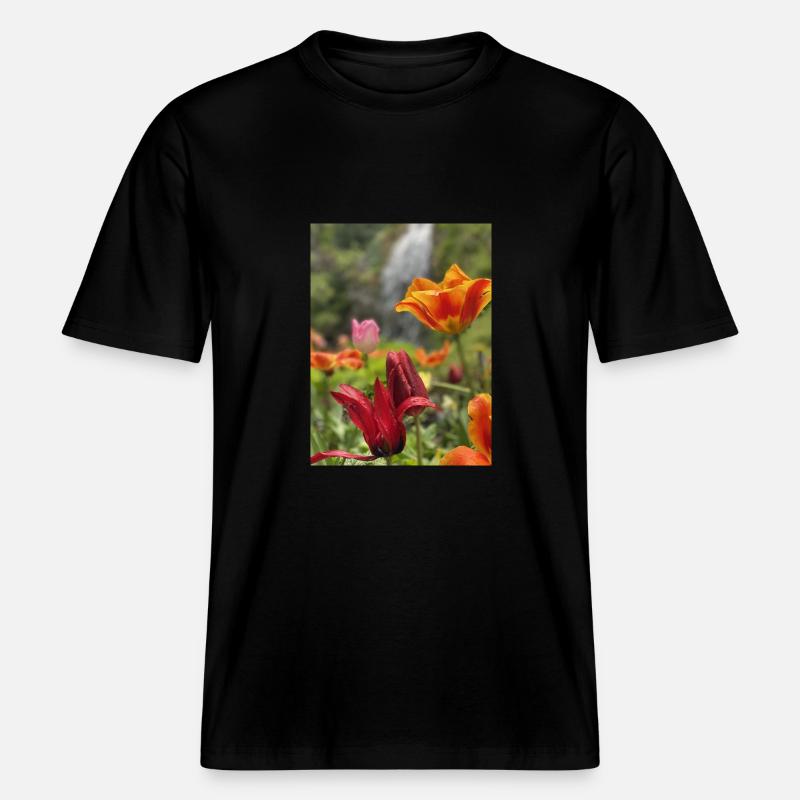 Tulpen bunt -  RELAXED FIT Unisex Organic T-Shirt - Schwarz