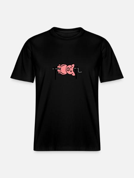 Pig Barbecue - RELAXED FIT Unisex Organic T-Shirt - black
