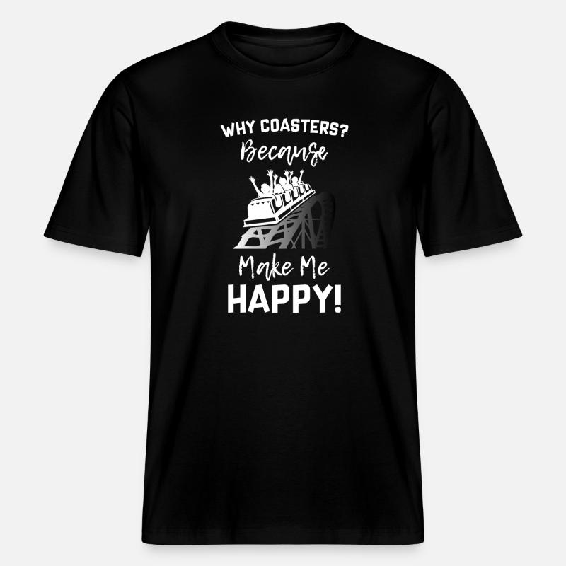 Roller Coaster Make Me Happy -  RELAXED FIT Unisex Organic T-Shirt - black