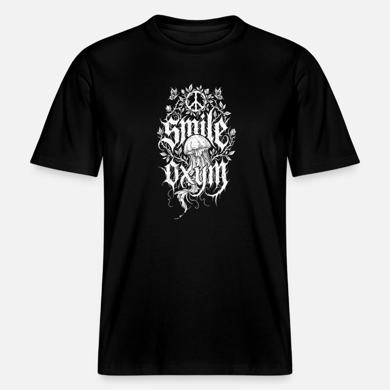 Méduses à silhouette de vrilles - T-shirt unisexe RELAXED FIT en coton bio - noir