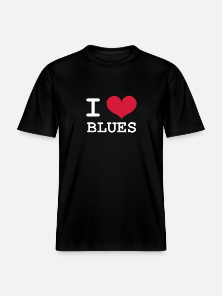 I Love Blues - RELAXED FIT Unisex Organic T-Shirt - black