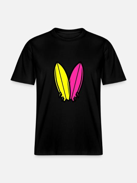 Surfboard Icon Surfing -  RELAXED FIT Unisex Organic T-Shirt - black