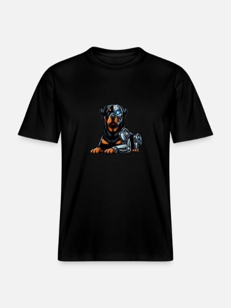 Rottweiler Cyborg Robot Space - RELAXED FIT Unisex Organic T-Shirt - black