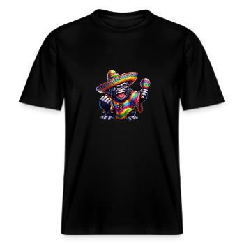Pâques, oeuf de Pâques, ours polaire de bande dessinée, décoration de Pâques, -  T-shirt unisexe RELAXED FIT en coton bio - noir - Devant - Alina (178cm) & Michal (187cm)