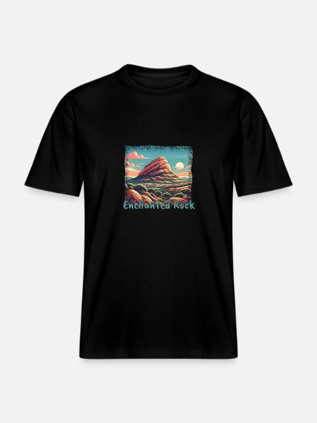 Enchanted Rock Texas Grunge Mountains -  RELAXED FIT Unisex Organic T-Shirt - black