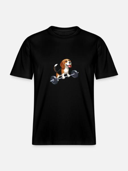 Beagle Weightlifting Workout Strength -  RELAXED FIT Unisex Organic T-Shirt - black