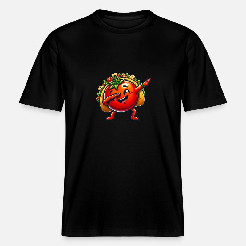 Taco mit Tomate Dabbing Comic -  RELAXED FIT Unisex Organic T-Shirt - Schwarz